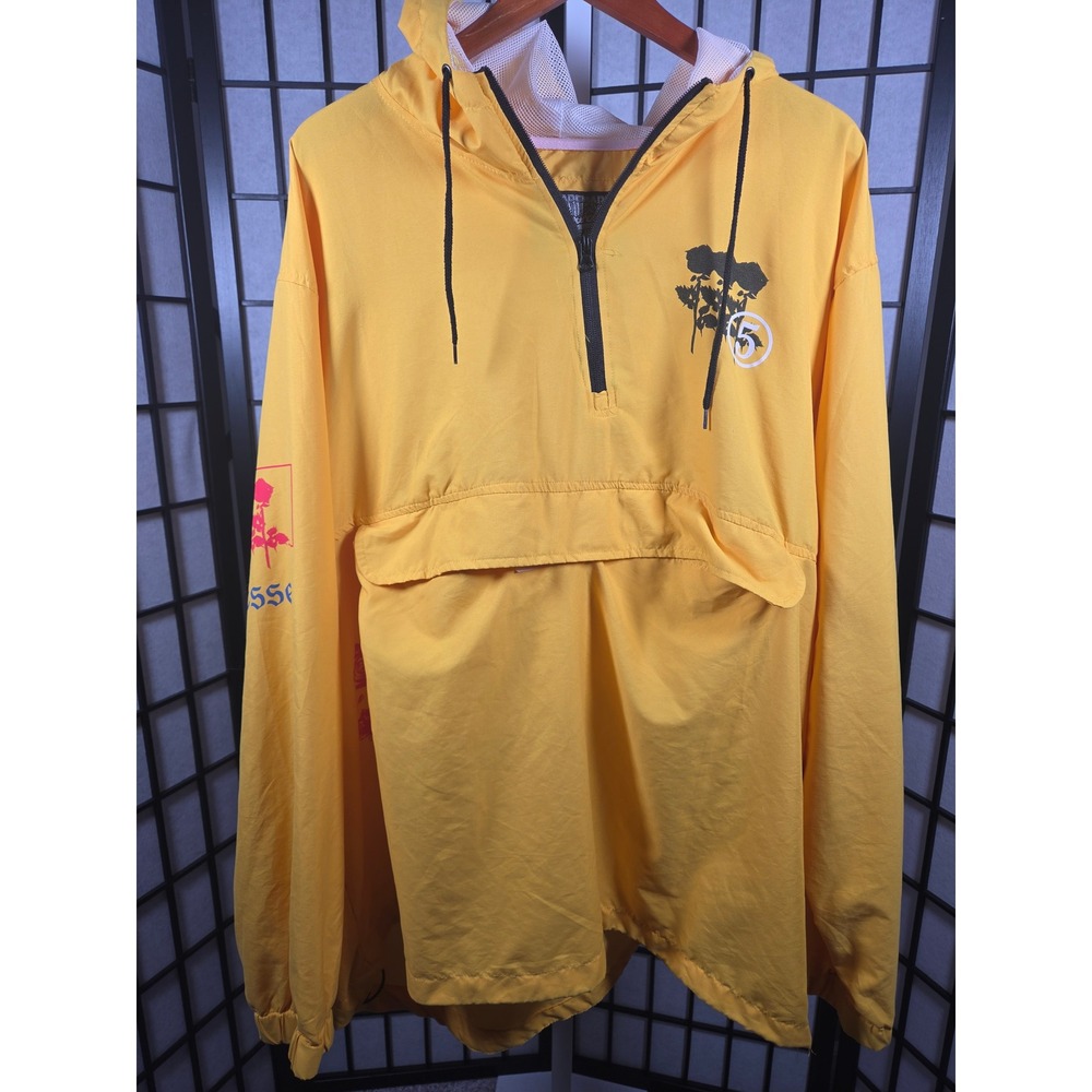 Brooklyn Cloth Mens 3XL Yellow Blessed Rose Graphic Anorak Windbreaker Jacket